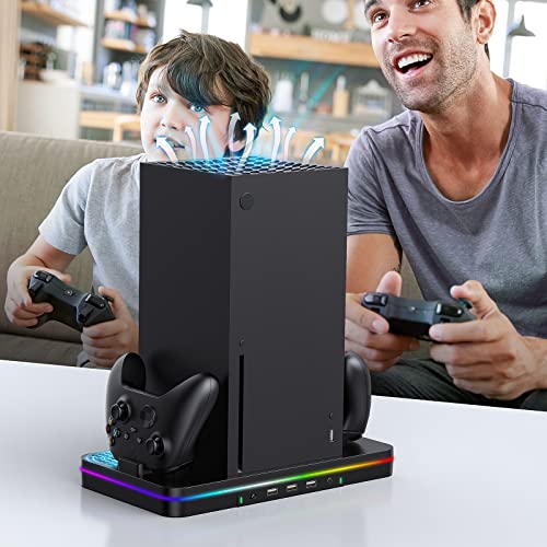 Cooling Charging Stand for Xbox Series X/S with 2 Headset Stand, Luckit Vertical Dual Controller Charger Station Dock Accessories with Cooling Fan, Fast Charging Station with 3 HUB USB Ports - size: Cooling Charging Stand