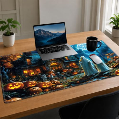 for MTG Playmat, Custom Trading Card Game Mat 17.3 x 13.8 in | Ghostly Mansion Premium Non-Slip Rubber Base, Water-Resistant & Stitched Edges, Personalized High-Definition Art - color: Ghostly Mansion, size: 17" x 14" Regular
