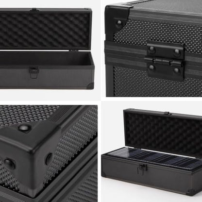 Trading Card Storage Case for Graded Cards, Holds 43 Magnetic Card Holders or Card Slabs, Hard Shell Card Organizer Box with Foam Protection for Sports Cards & Collectible Trading Cards