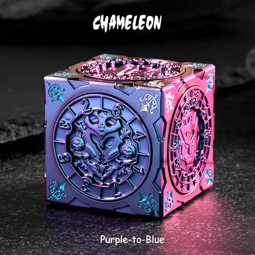 DNDND Purple-to-Blue Chameleon Multi-Functional Spinner DND Dice – Premium Color-Shifting D&D Monster Themed Cube Spinner Dice Cube for TTRPG, Dungeon Masters & RPG Collector's Gift with Gift Tin - color: Chameleon