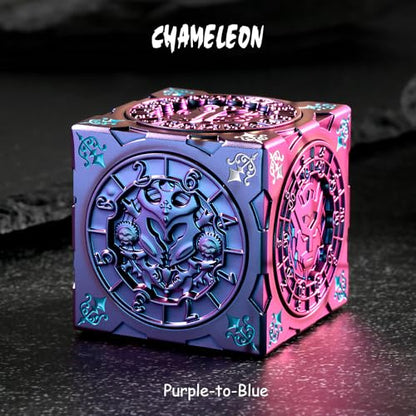 DNDND Purple-to-Blue Chameleon Multi-Functional Spinner DND Dice – Premium Color-Shifting D&D Monster Themed Cube Spinner Dice Cube for TTRPG, Dungeon Masters & RPG Collector's Gift with Gift Tin - color: Chameleon