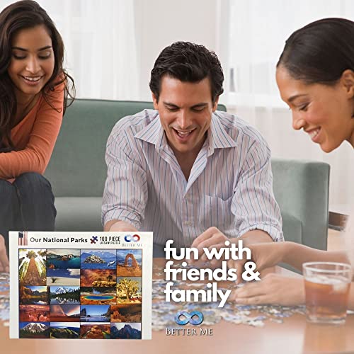 National Parks Puzzle 100 Piece for Kids - USA Jigsaw Puzzle | Featuring Acadia, Yellowstone, Zion & more, great national park gift for kids - style: Our National Parks 100pc