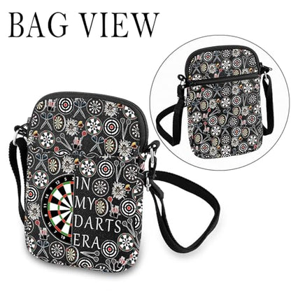 MNIGIU Funny Dart Gift For Dart Player In My Darts Era Crossbody Bag Dartboard Paint Shoulder Bag Dart Game Queen Gift - color: In My Darts Era Black