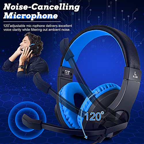 Gaming Headset for Nintendo Switch, Xbox One, PS4, Bass Surround and Noise Cancelling 3.5mm Over Ear Headphones with Mic for Laptop PC Smartphones (Blue)