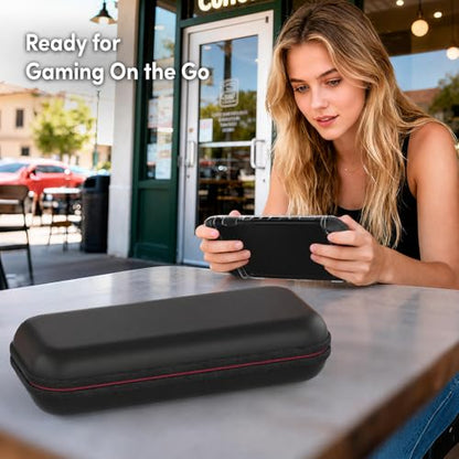 HEATFUN Switch 2 Carrying Case Upgraded Zipper, Minimalist Black Design, No Logo, Hard Shell Switch 2 Travel Case Holds Console and 12 Game Cards, Includes Screen Protector and Thumb Grips