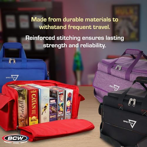 BCW Spectrum Board Game Bag | Durable Duffle for 6-8 Board Games | Expandable Pockets & Storage | Comfortable Removable Shoulder Strap | Easy Top & Side Access - color: Black