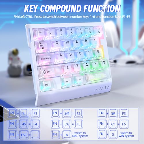AK029 Wired 29 Keys One-Handed RGB Gaming Keyboard with 8000HZ,0.01mm RT Magnetic Switches Adjustable Actuation,Hotswappable Mechanical Keyboard,Aluminum Plate,Web Driver for Gamers-Transparent White - color: White Transparent