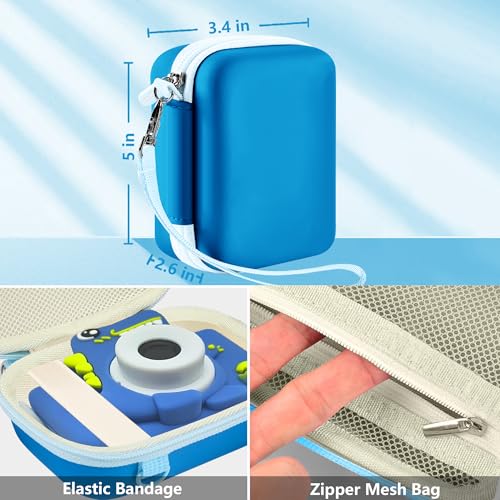 Leayjeen Kids Camera Case for Goopow/Mgaolo Kids Camera-Dark Blue | Fits CIMELR/Seckton/OZMI Kids Toy Cameras and Children Digital Camera,Shockproof Water-Resistant Hard EVA Shell(Case Only) - color: Blue-SY