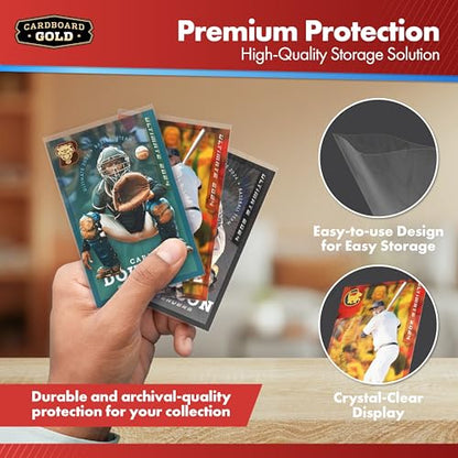 Cardboard Gold Penny Sleeves for Trading Cards - 2000 Count Standard Size | Crystal-Clear Soft Plastic, Acid-Free, PVC-Free, Fits Top Loaders and Binders, TCG Compatible - size: 2000 Sleeves