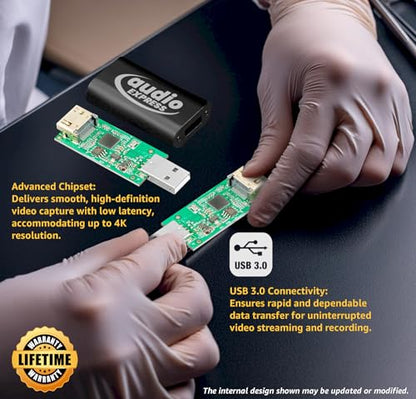 Audio Express AXHDCAP3 USB 3.0 4K HDMI Capture Card: SuperSpeed USB 3.0, 1080P HD at 60fps - Perfect for Capturing HDMI to USB 3.0 Video - Ideal for Gaming, Streaming, Teaching, and Video Conferencing