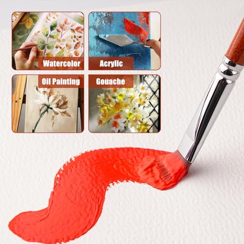 14pcs Acrylic Paint Brushes, Professional Synthetic Bristles Paint Brush Set with Extra Palette Knife - Flat, Filbert, Fan, Dagger, Round, Angle, Rigger Paint Brushes for Oil, Acrylic Canvas Paintings - color: Yellow