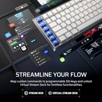 Corsair Vanguard AIR 99 Wireless RGB Gaming Keyboard – US QWERTY – White | 99% Layout, Low-Profile, Optical-Mechanical, OPX Switches, 8000Hz, Stream Deck Integration, Flashtap SOCD - color: White