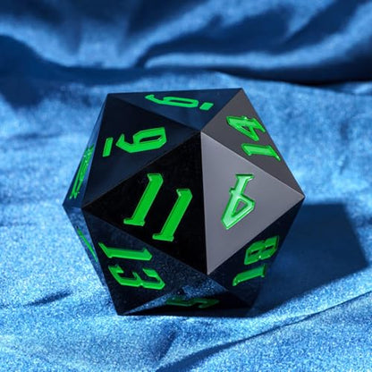 55mm 20 Sided DND Dice, Giant D20 D&D Polyhedral Dice Large D20 with Die Gift Box for Dungeons and Dragons, RPG Table Games (Black/Green Numbers) - color: Black/Green Numbers