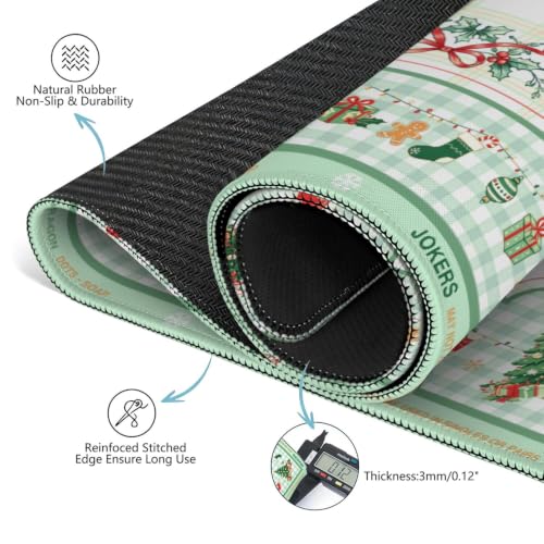 Green Christmas Mahjong Mat for Table, 31.5 * 31.5in Anti Slip Mahjong Table Cover, Noise Reduction, Neoprene Mah jongg Mat with Carrying Bag & 3 Dices, Snowflake Holiday Poker Board Tile Games Mats - color: Christmas01