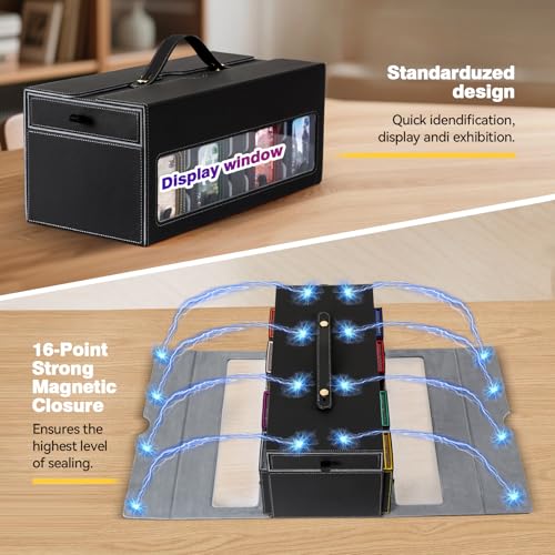 Mtg Commander Deck Box with Handle, 8Removable Deck Modular and 3Dice Trays | Holds 1500+Double-Sleeved Cards, Strap & Magnetic Lock, Magnetic Holders, Dividers Included, Display Window, Fit TCG/EDH - color: Multicolour