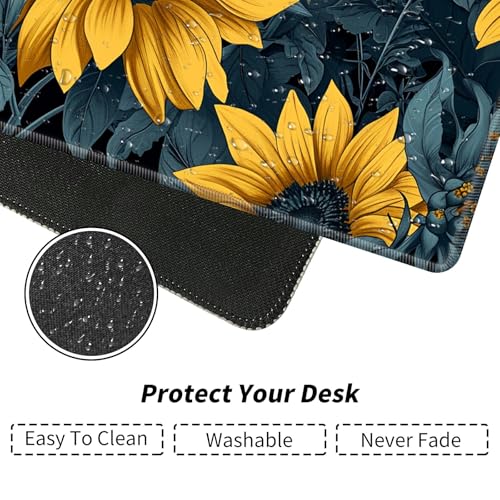 Sunflower Yellow Flowers for MTG & TCG Playmat Mouse Pad,BFDHGQZC 24" x 14" Game Mat for MTG/RPG/CCG Trading Card Game Playmats Table Mat Perfect for Card Games Video Games Computer Office - color: Sunflower Yellow Flowers