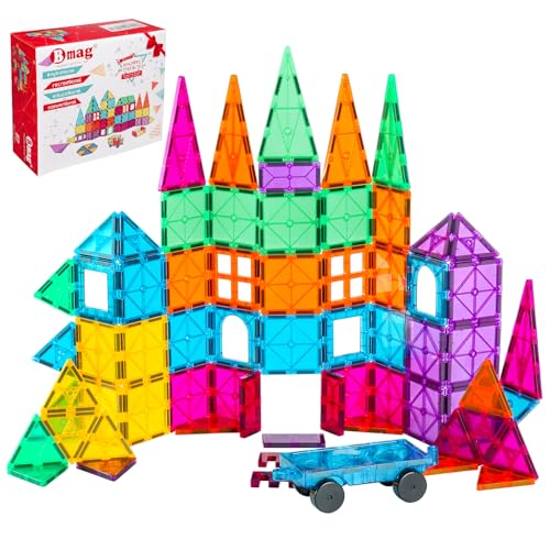 Bmag Magnetic Tiles, 67 PCS with 1 Car Building Blocks for Toddlers, 3D Magnet, STEM Educational Learning Building Blocks for Kids Children, Stacking Montessori Toys Gifts for Boys Girls - size: 67