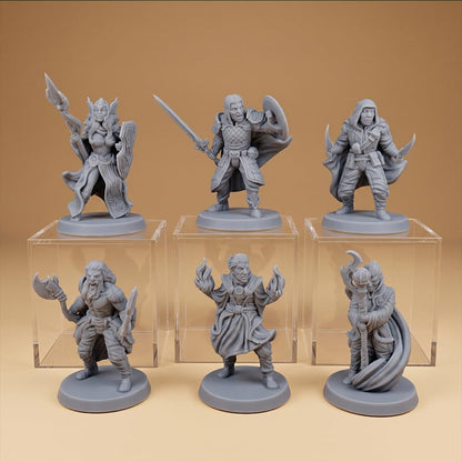 12 Pcs Unpainted Fantasy RPG Miniatures Set, 28mm Scale Resin Miniature for Wargaming and Board Games, 1-Inch Base, 12 Different Classes