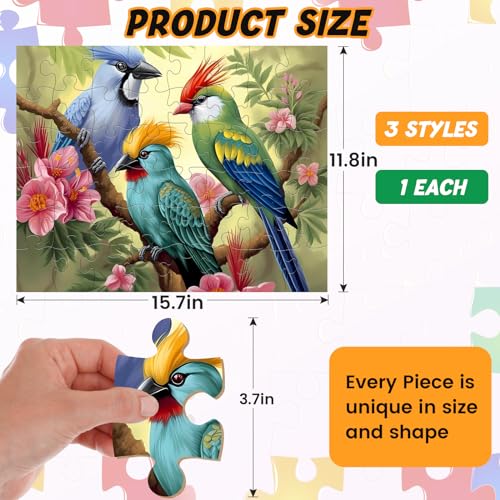 3 Pack 48 Piece Jigsaw Puzzle for Seniors Dementia Puzzles for Elderly | Large Piece Puzzle for Seniors Dog Bird Dementia Alzheimer's Products Activities for Seniors Nursing Home Gift 15.7 * 11.8IN - style: 48A Large Pieces