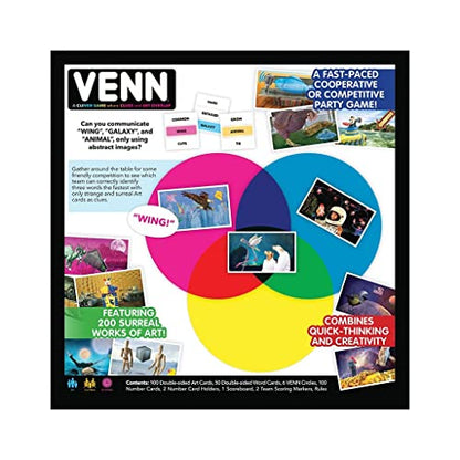 Venn Board Game | Family Game for 2+ Players | Cooperative & Competitive Gameplay Variations | Creative Word Association Game Featuring Unique Gameplay & Custom Artwork | Ages 10+
