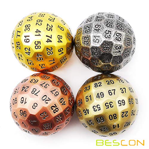 Bescon Solid Metal 100 Sided Dice, Game Dice D100, Giant Polyhedral Metal 100 Sides Dice 50MM in Diameter (1.97in), Ancient Copper - color: Solid Metal Ancient Copper D100