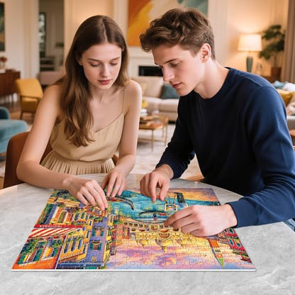 Romantic Venice Canal 300 Piece Jigsaw Puzzle, Italian Scenery | Fun and Challenging Puzzle for Family Time, Relaxing Gift for Adults, Kids, Seniors, 20.5 x 15 in - style: Venetian Sunset Canal