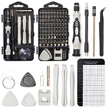122 in 1 Precision Screwdriver Set With CR-V Steel Bits(Grey) | Magnetic Repair Tool Kit with Case for Repair Computer, Phone, PC, Cellphone, Laptop, Game Console, Watch, Glasses etc - color: Grey