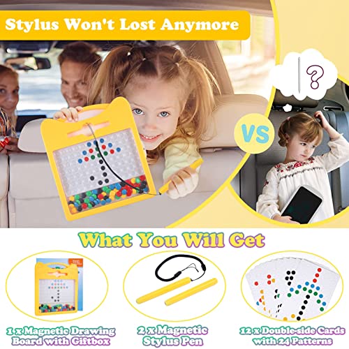 Magnetic Drawing Board for Kids, Toddler Magnet Doodle Board with 2 Pens, Magnetic Dot Art, Fine Motor Skills Toys, Airplane Travel Essentials Toys for Boys Girls (Yellow Cat) - color: Yellow Cat