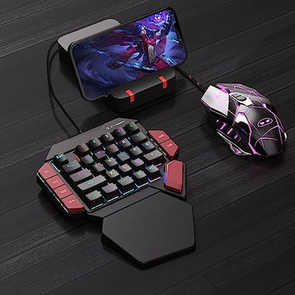 MageGee One Handed Professional Gaming Keyboard, RGB Backlit 35 Keys Mini Wired Mechanical Keyboard with Red Switch for PC Gamer, Support 6 Macro Keys - Black/Red - color: Black/Red Switch