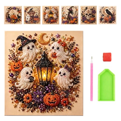 AIIONP Halloween Ghost Pearl Art DIY Kit, 2026 Upgraded Seasonal Bead Wall Display Craft Set, Portable Fall Home Decor Handcraft Kit for Starters (#C) - color: #C