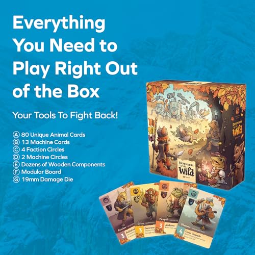 Outlandish Games: Defenders of The Wild - Fantasy Area Control Board Game, Card Driven Co-Op Game of Animals Against Machines, Age 14+, 1-4 Players