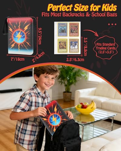 4-Pocket Trading Card Binder, 120 Pages Holds 480 Cards, PU Leather Side-Loading Card Album, Acid-Free Archival Sleeves, Durable Card Organizer for MTG, TCG and Sports Cards, Birthday & Christmas Gift - color: 4-Yellow