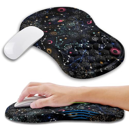 Ergonomic Mouse Pad Wrist Support with Memory Foam Massage Bulge, Carpal Tunnel Pain Relief Mousepad Wrist Rest for Mouse(12x8 inch, Galaxy) - color: Kg021-galaxy
