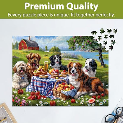 500 Pieces Puzzles for Adults–Dogs Jigsaw Puzzle for Adults Elderly–Recycled Paper Puzzle 500 Pieces–Challenging Family Activity Game Gift for Family Friends Men Women Seniors (21x15in) - style: Dog Puzzles