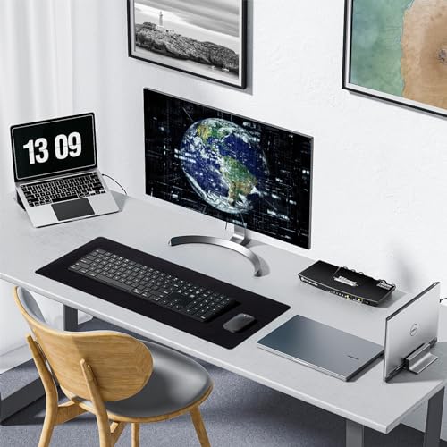 Reniteco Large Office & Gaming Mouse Pad, 35.4" x 11.8" Desk Mat, Black | Anti-Fray Stitched Edges, Premium Textured Surface, Non-Slip Rubber Base, Water and Stain Resistant Protection - color: Black, size: 35.4''x11.8''x0.12"