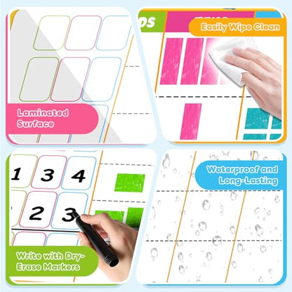 12 Packs Dry Erase Place Value Chart, Math Games for Kids Addition and Subtraction Flash Cards, White Board Math Manipulatives 1st 2nd 3rd Grade Teacher Classroom Must Haves Homeschool Supplie