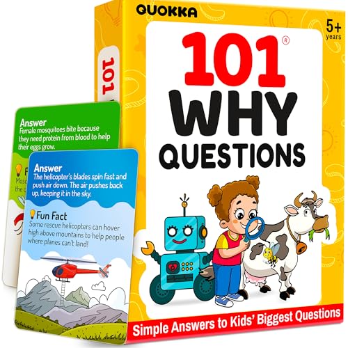 QUOKKA 101 WHY Card Games for Kids Ages 4-8 – Flash Cards for Kids with Simple Explanations & Fun Facts – Educational Games About Science, Nature, Space, Body Topics – Family and Classroom Activity - color: 101 Why Flashcards