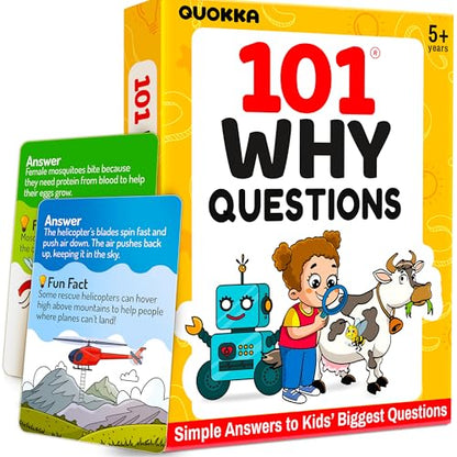 QUOKKA 101 WHY Card Games for Kids Ages 4-8 – Flash Cards for Kids with Simple Explanations & Fun Facts – Educational Games About Science, Nature, Space, Body Topics – Family and Classroom Activity - color: 101 Why Flashcards