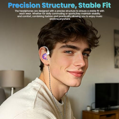 Wired Gaming Earbuds,QKZ AK6 PRO in Ear Monitors, Deep Bass Sound Wired Earbuds, HiFi in Ear Headphones with New 1DD 10mm Dynamic Driver, IEM for Music Gaming Video Calling (Purple) - color: Purple