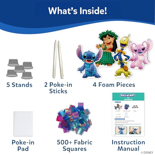 Skillmatics Poke-in Art – Lilo & Stitch, Mess-Free Fun, DIY Wood Craft Kit | Screen-Free Activity, DIY Room Decor, 500+ Fabric Squares, 4 Foam Pieces, Gifts for Girls & Boys Ages 4, 5, 6, 7, 8, 9 - style: 5. Disney's Lilo & Stitch