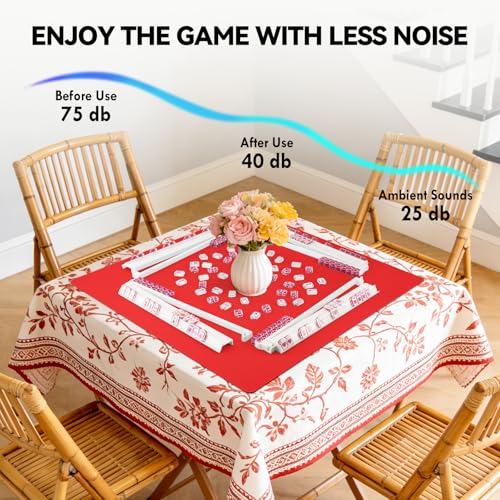 31.5'' Red Mahjong Mat for Table, Non-Slip Noise Reduction Gaming Mat | Classic Gaming Mat with Carrying Bag for Mahjong, Poker, Card, Domino, Board Games, Dominoes,Cards & Tile Games - color: Red
