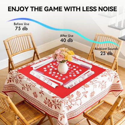 31.5'' Red Mahjong Mat for Table, Non-Slip Noise Reduction Gaming Mat | Classic Gaming Mat with Carrying Bag for Mahjong, Poker, Card, Domino, Board Games, Dominoes,Cards & Tile Games - color: Red