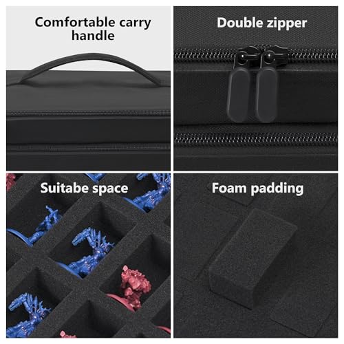 Miniature Storage Carrying Figure Bag -108 Slot Figurine Minature Carrying Case Compatible with D&D and More(Bag Only) (Black) - color: Black