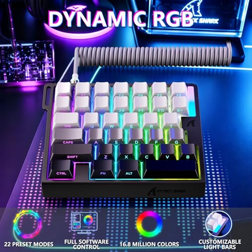 ATTACK SHARK M36 HE One-Handed Magnetic Switch Keyboard, 8000Hz Polling,Hot‑Swappable,High‑Precision 0.01mm, 36 Keys Rapid Fast Wired Keypad with RGB Backlit, C01 Ultra Led Aviator Cable-Moonlit Night - color: Moonlit Night