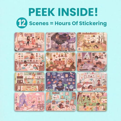 All The Different Rooms 500+ Sticker Book by Cupkin Fashion Toddler Travel Activity Coloring + Sticker Book, Road Trip Essentials, 12 Coloring Pages + Side by Side Scenes for Ages 2–8 Years - color: Rooms