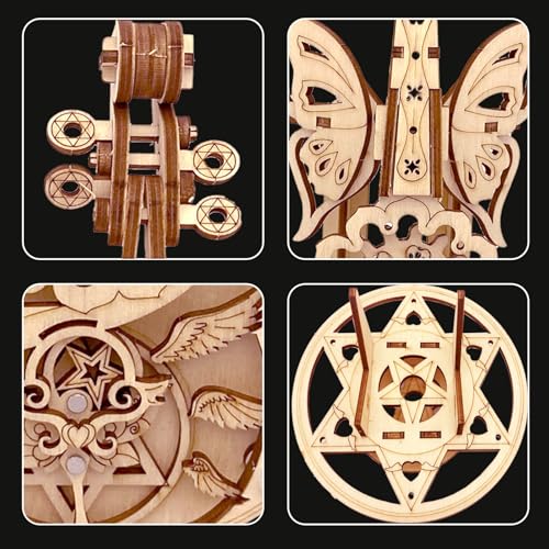 3D Puzzle Wooden Model Kits for Adults - DIY Cello Music Box Mechanical Jigsaw Puzzles Construction Craft Kits for Adult Age 14+ Years Old - style: Cello