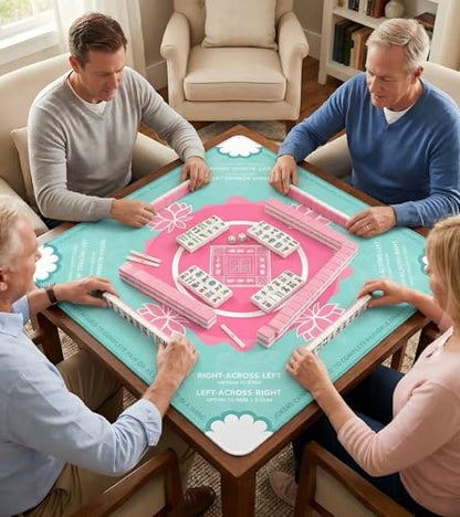 Mahjong Mat for Table, American Mahjong Mat(Green) | 31.5" x 31.5",Anti-Slip, Noise-Reducing Gaming Mat for Mahjong/Poker/Board Games/Card Games/Dominoes - color: Green
