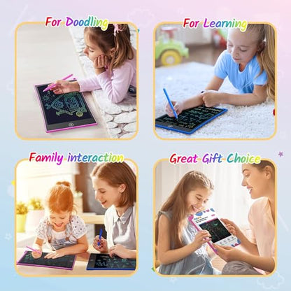 TECJOE 10 Inch 2 Pack LCD Writing Tablet for Kids, Mess Free Drawing Tablet | Colorful Drawing Pad, Travel Road Trips Essential, Quiet Time, Learning Toys Birthday Gifts for Boys Girls Ages 3-8 - color: Dark Blue Magenta