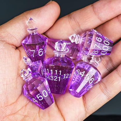7PCS Potion DND Dice Set,Transparent Sharp Edge Die Set D&D RPG Polyhedral Die,for Dungeons & Dragons, Pathfinder, and TTRPG Roleplaying Games.(Purple) - color: Purple