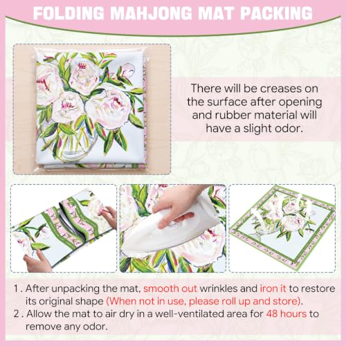 Drydiet Mahjong Mat for Table 31.5 x 31.5 Inch American Mahjong Mat with Carrying Bag, Non-Slip Noise Reduction Table Item for Family Poker Domino Board Game Night & Party Use(Pink Peony) - style: Pink Peony
